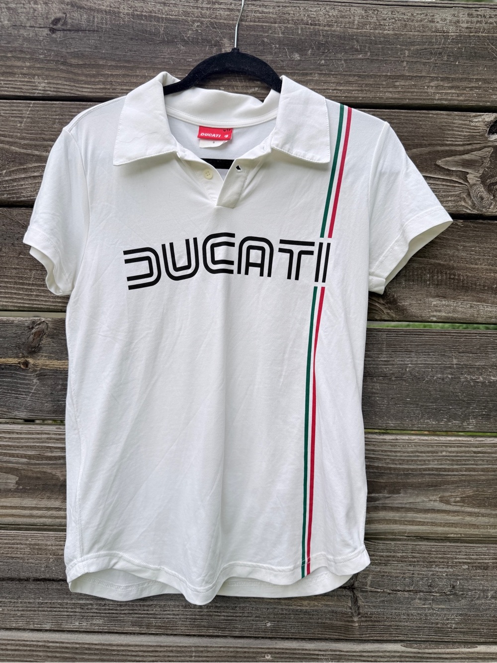 Authentic Ducati 80s Heritage Polo Shirt Giugiaro Block Logo Men's White Size S